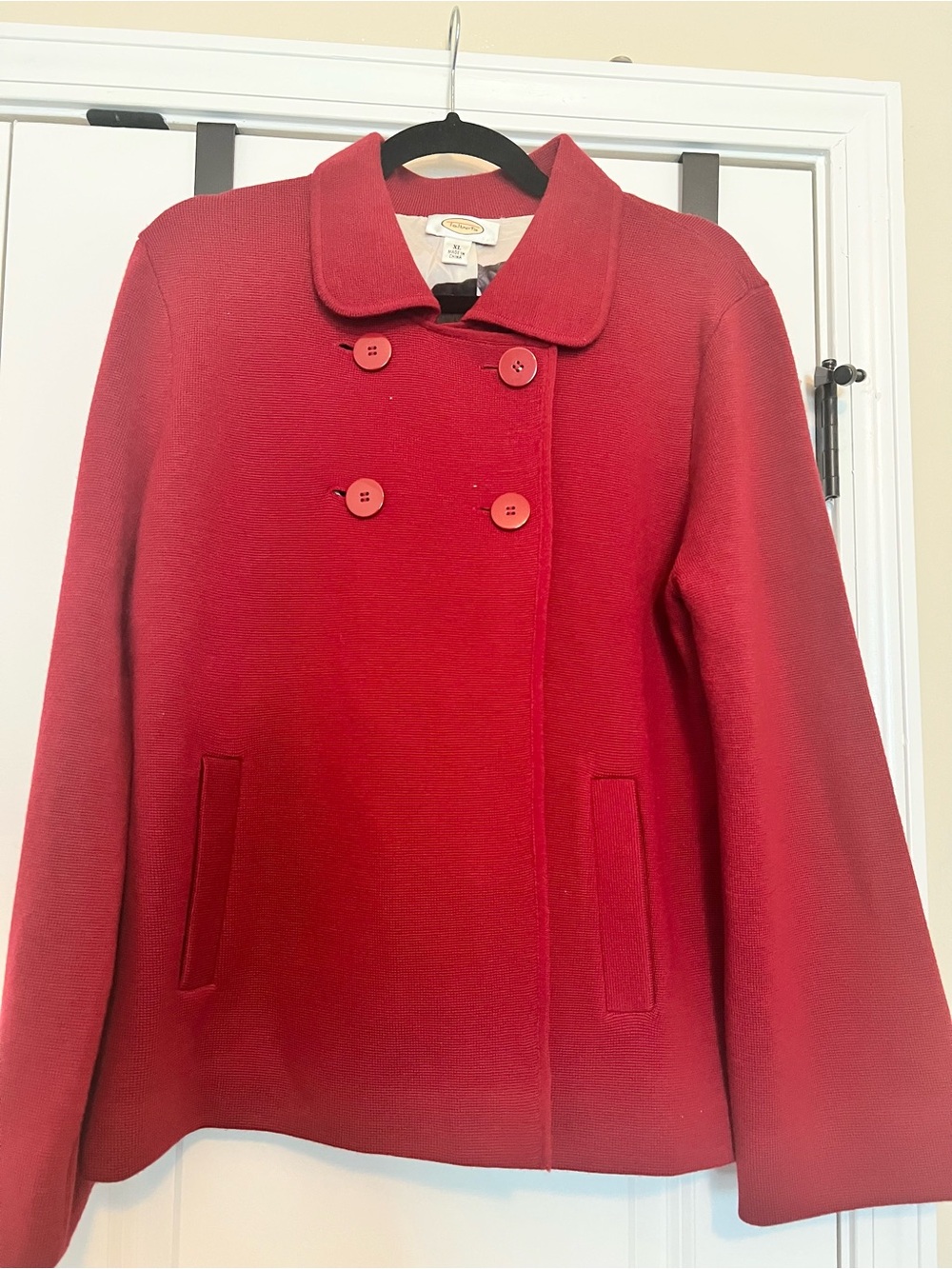 Talbots Red 100% Merino Wool Double-Breasted Jacket Size XL